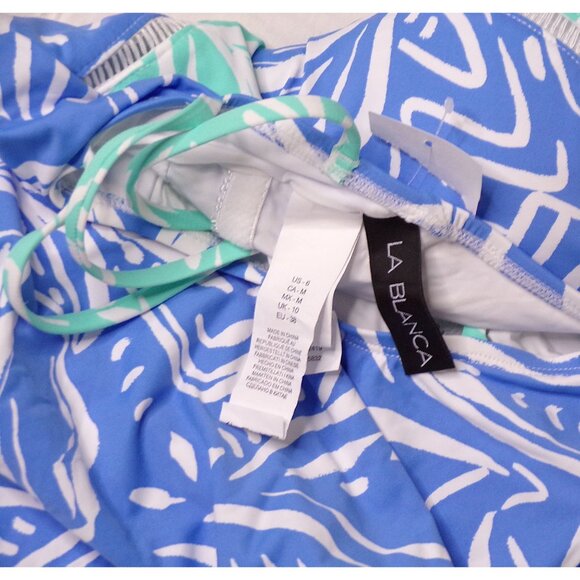 🆕LA BLANCA Beachside Bay Cross Back One Piece Tummy Control Swimsuit Blue 6 - Picture 7 of 7